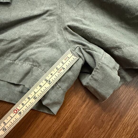 L’Agence Hillary Linen Paperbag Front Tie Belted Shorts Green Boho Casual Sz 24 - Picture 4 of 7